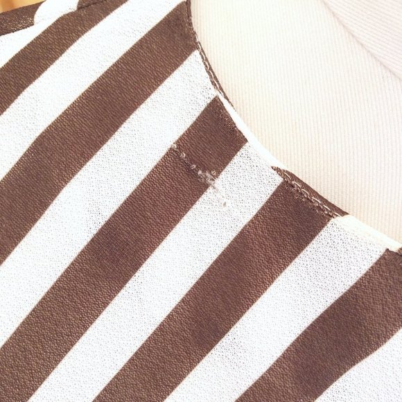 VTG 1970s Sheer Boho Prairie Brown & White Striped Union Made Ruffle Dress Small - Picture 5 of 9